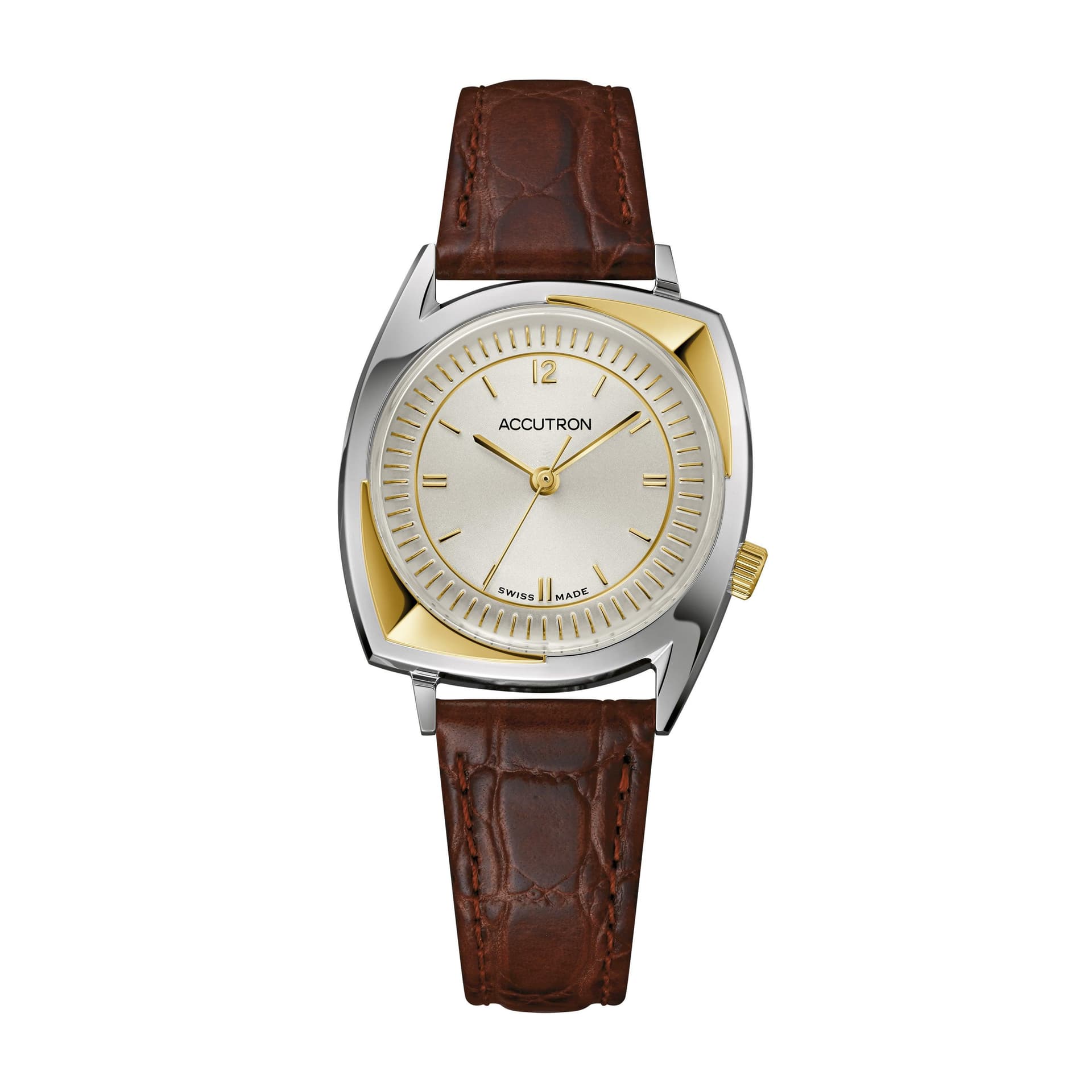 Legacy Collection Automatic Watch, Assymetrical Case with Brown Croco-Embossed Strap