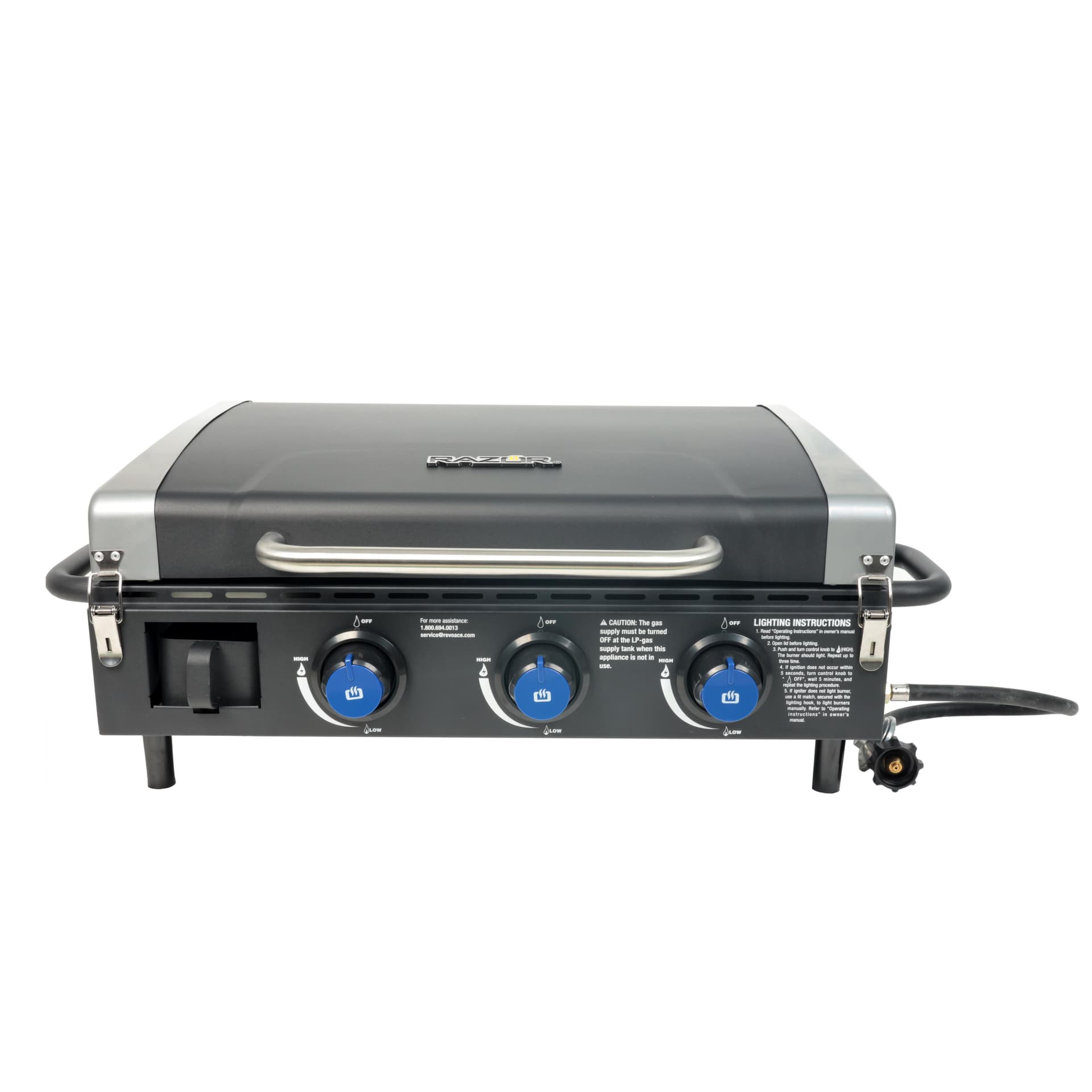 Razor 3-Burner Portable Griddle w/Lid