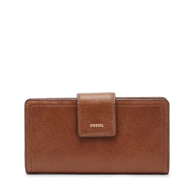 Logan Leather RFID Tab Clutch Wallet Brown