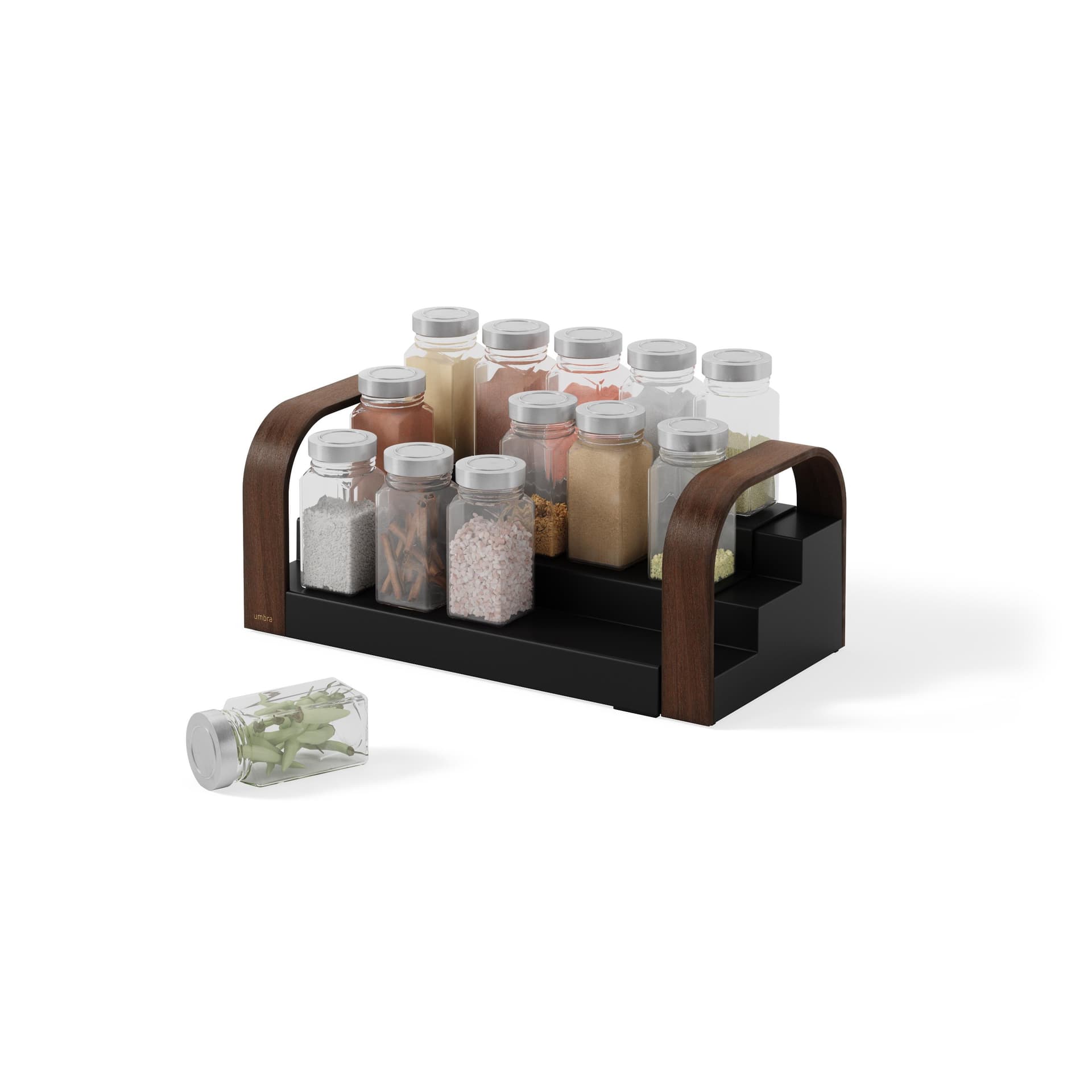 Bellwood 3-Tier Spice Shelf Blk/Wal