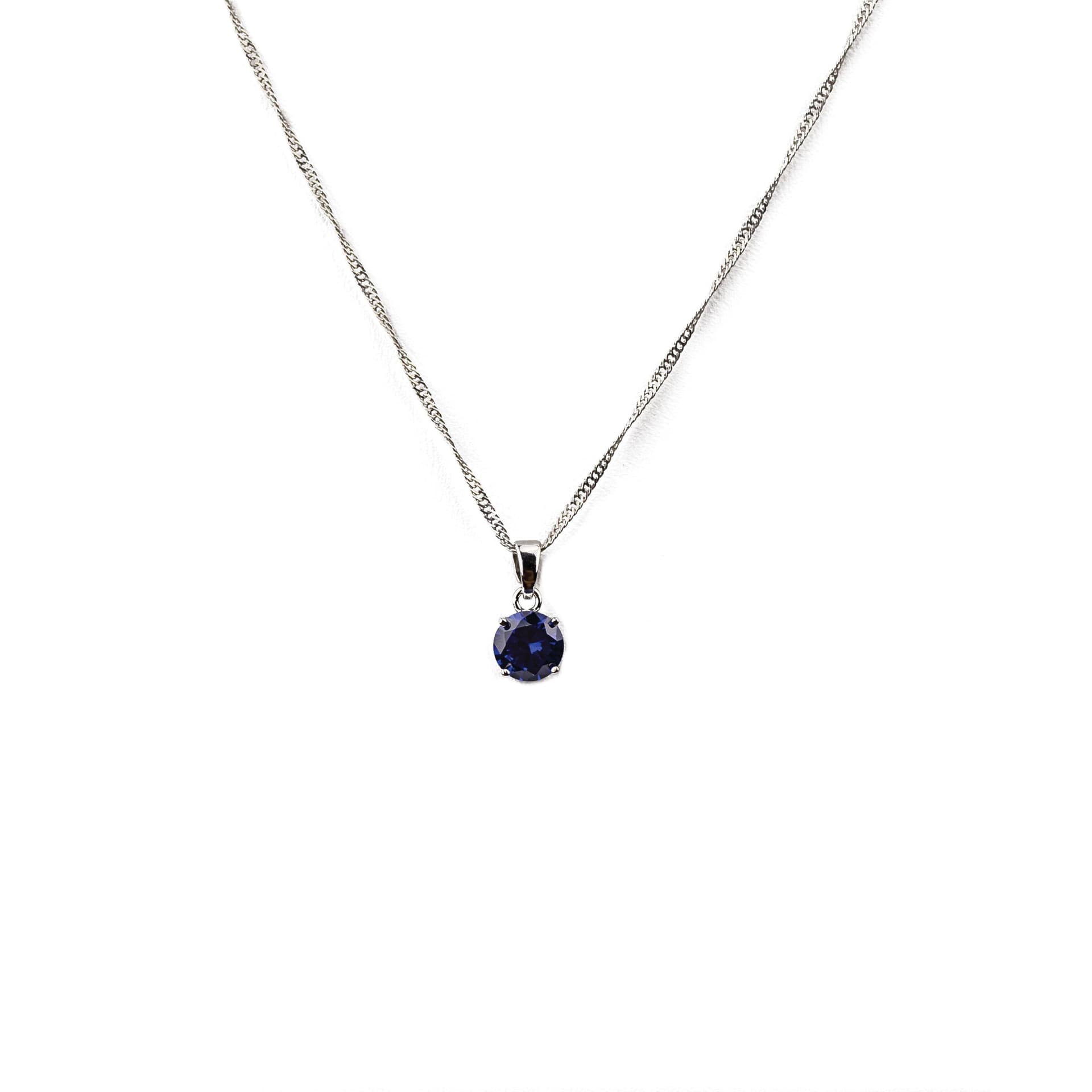 Round Cut Crystal Solitaire Necklace in Blue