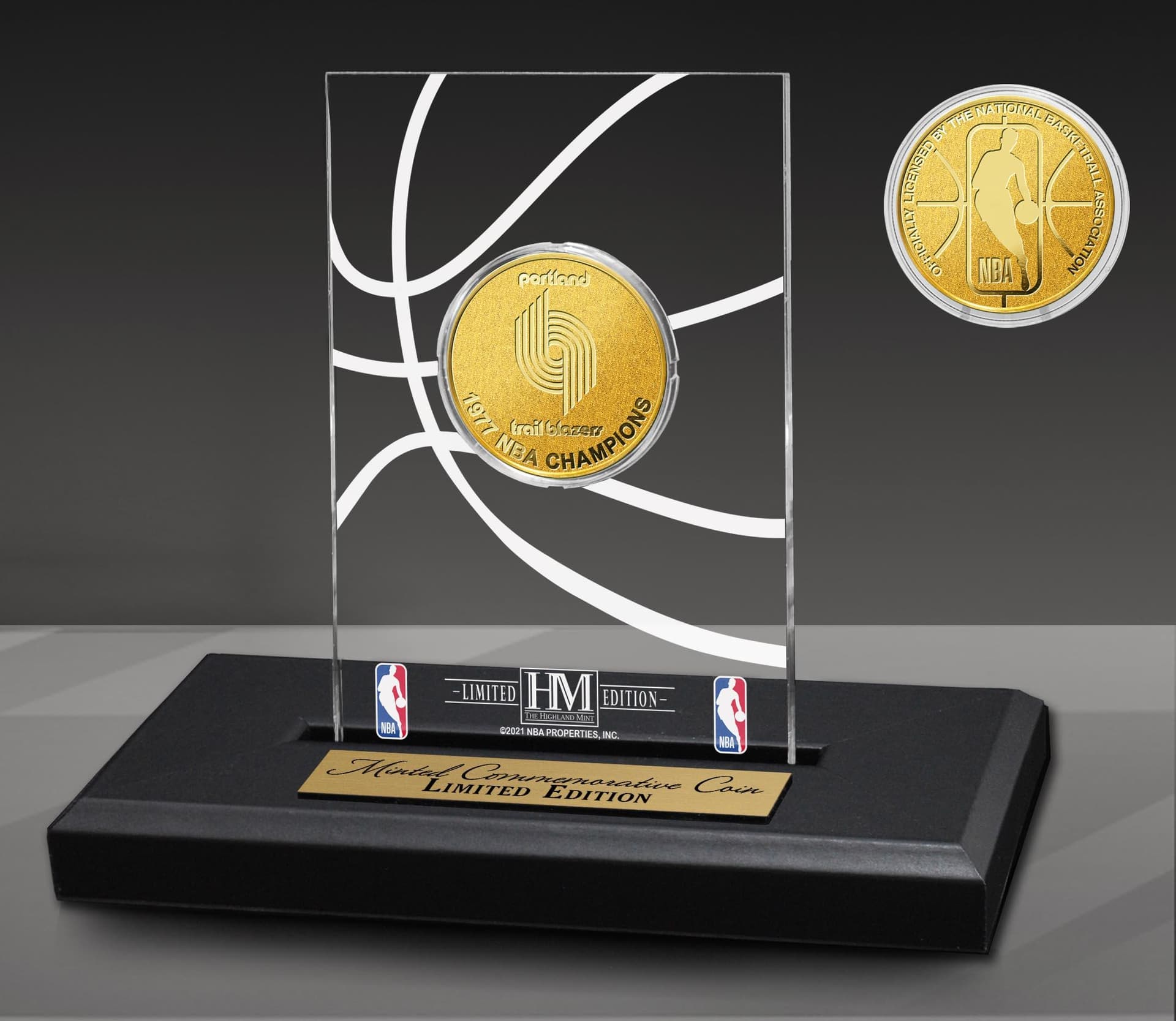 Portland Trail Blazers 1X Gold Coin Acrylic