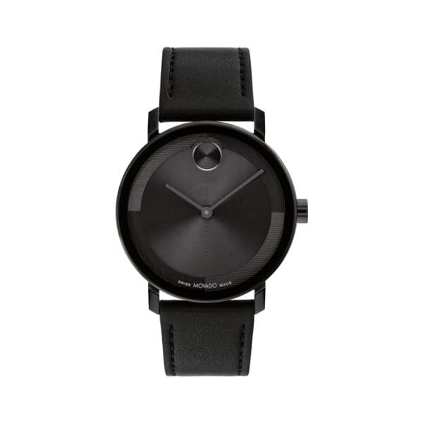 Men's Bold Evolution 2.0 Black Leather Strap Watch Black Dial