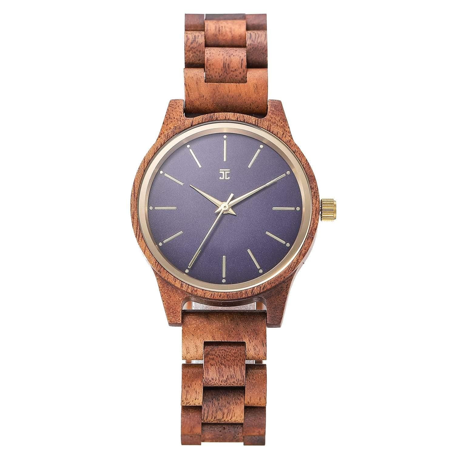 Blue Sapphire - Walnut Wood Watch Wooden Watch 36mm