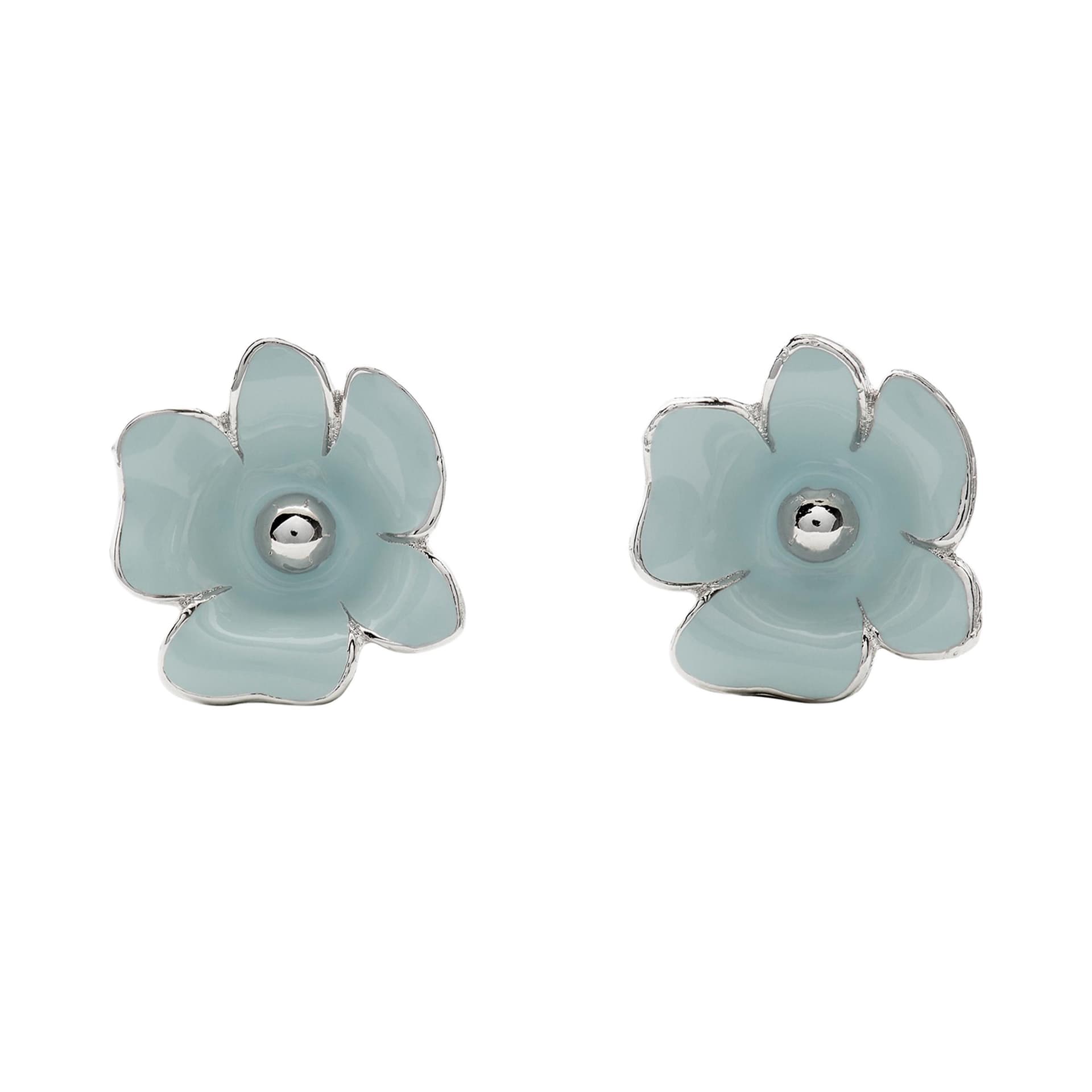 Golden Bloom Flower Studs - Blue/Silver