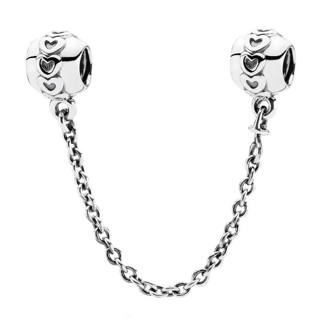 Hearts Silver Safety Chain