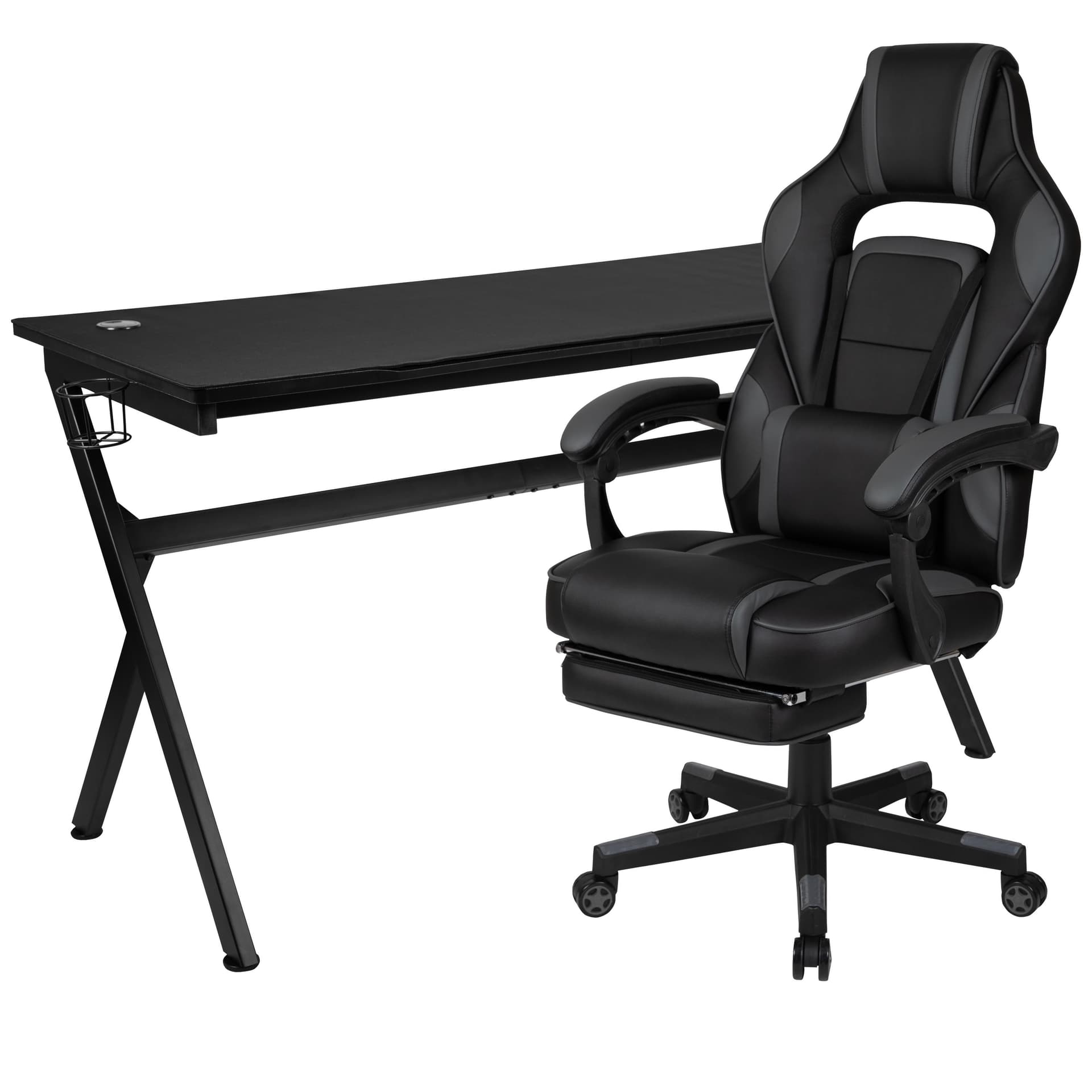 Black Gaming Desk and Black X40 Series Gaming Chair Set
