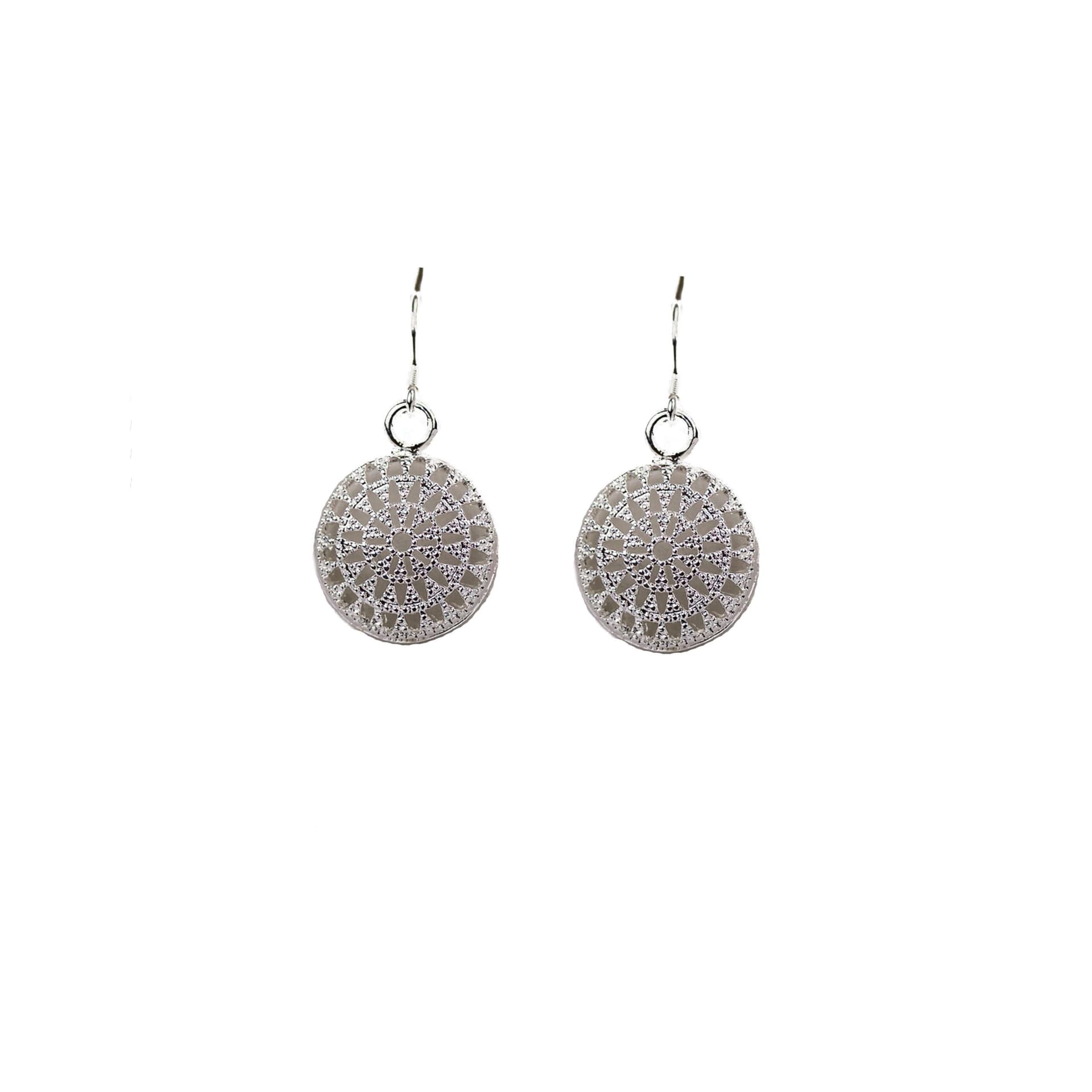 Art Deco Disc Earrings in Silver