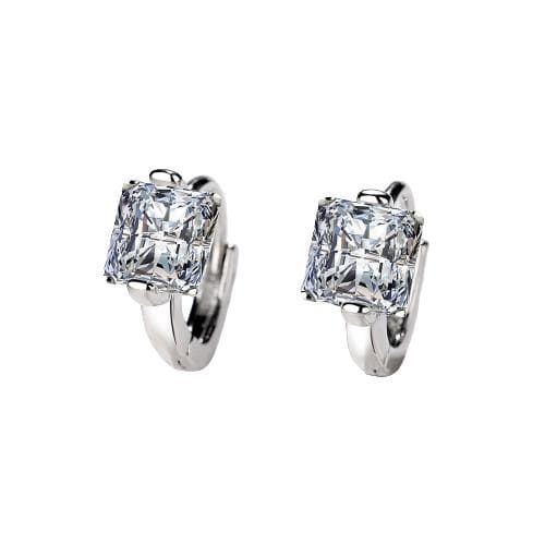 Sterling Silver Princess Cut Moissanite Hoop Earring