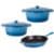 Neo 5pc Cast Iron Oval Dutch Oven Set with 10" Fry Pan, 5qt. & 8qt., Blue