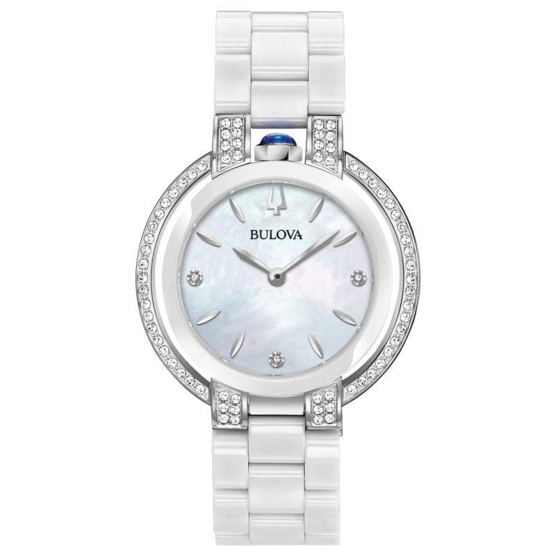 Ladies Rubaiyat Diamond & White Ceramic Watch White Mother-of-Pearl Dial