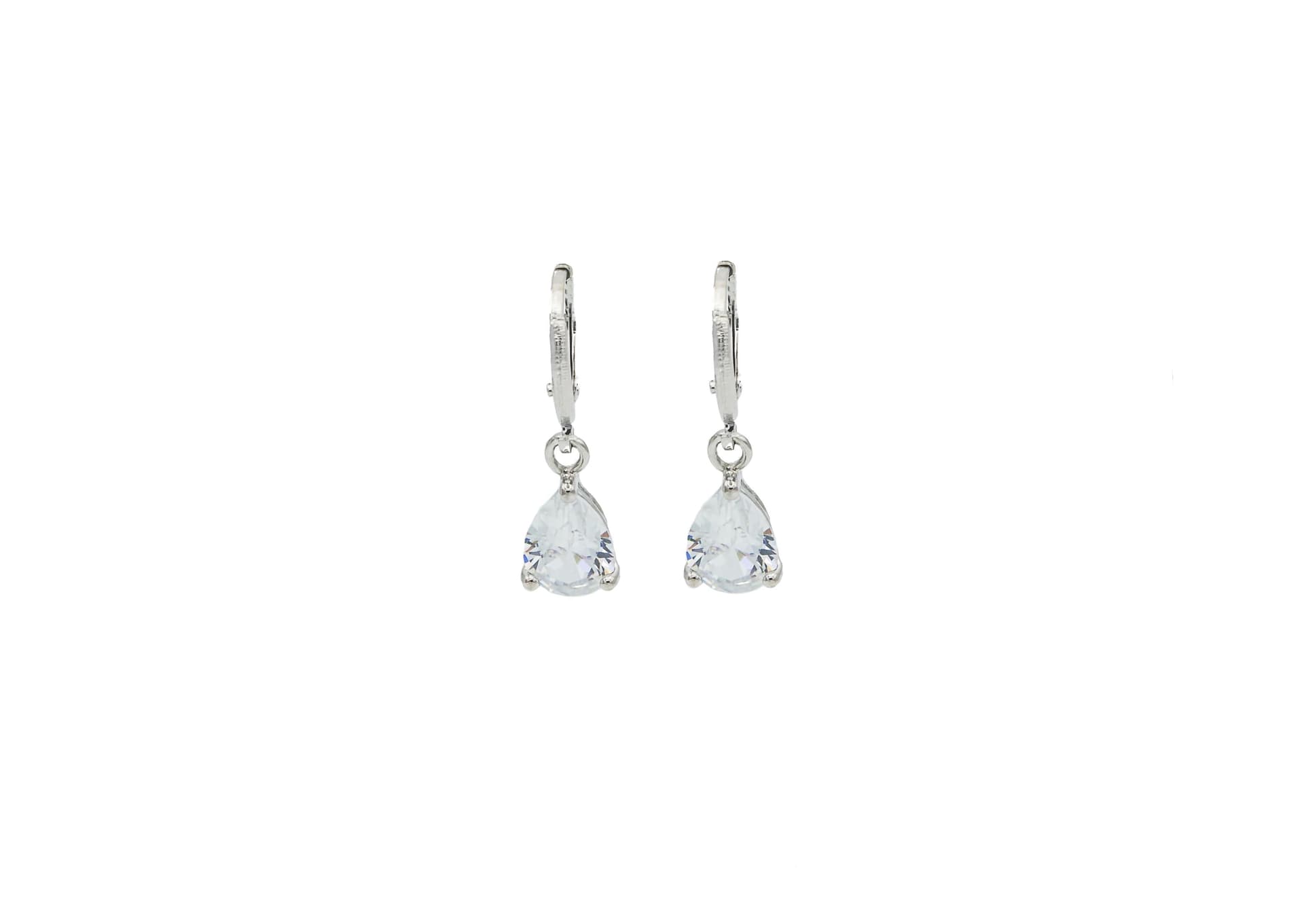 Clear CZ Teardrop Hoop Earrings
