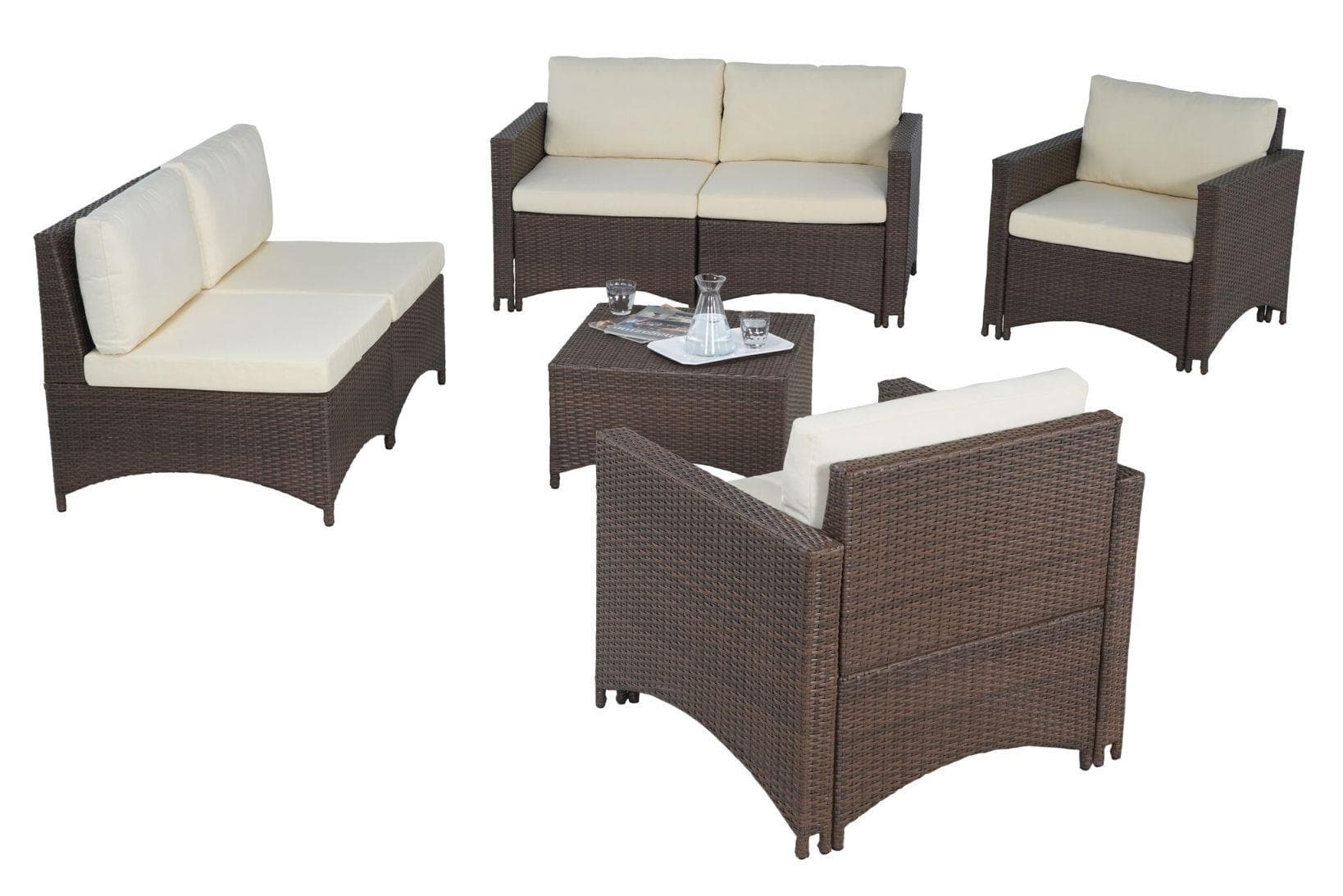 Studio Shine Loveseat, 2 Armchairs, 2 Armless Chairs & Coffee Table Set