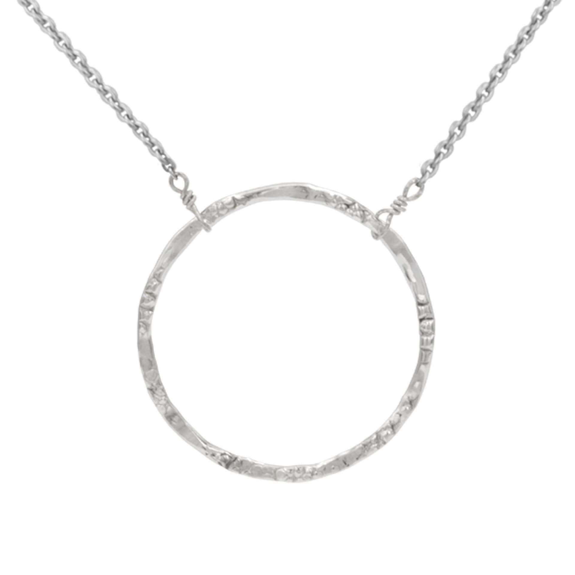 Large "Soul Circle" Necklace-.75 inch diameter,open circle in Sterling Silver in 18" total length.
