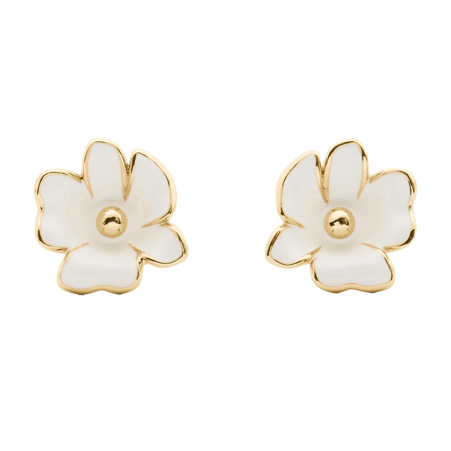 Golden Bloom Flower Studs - White/Gold