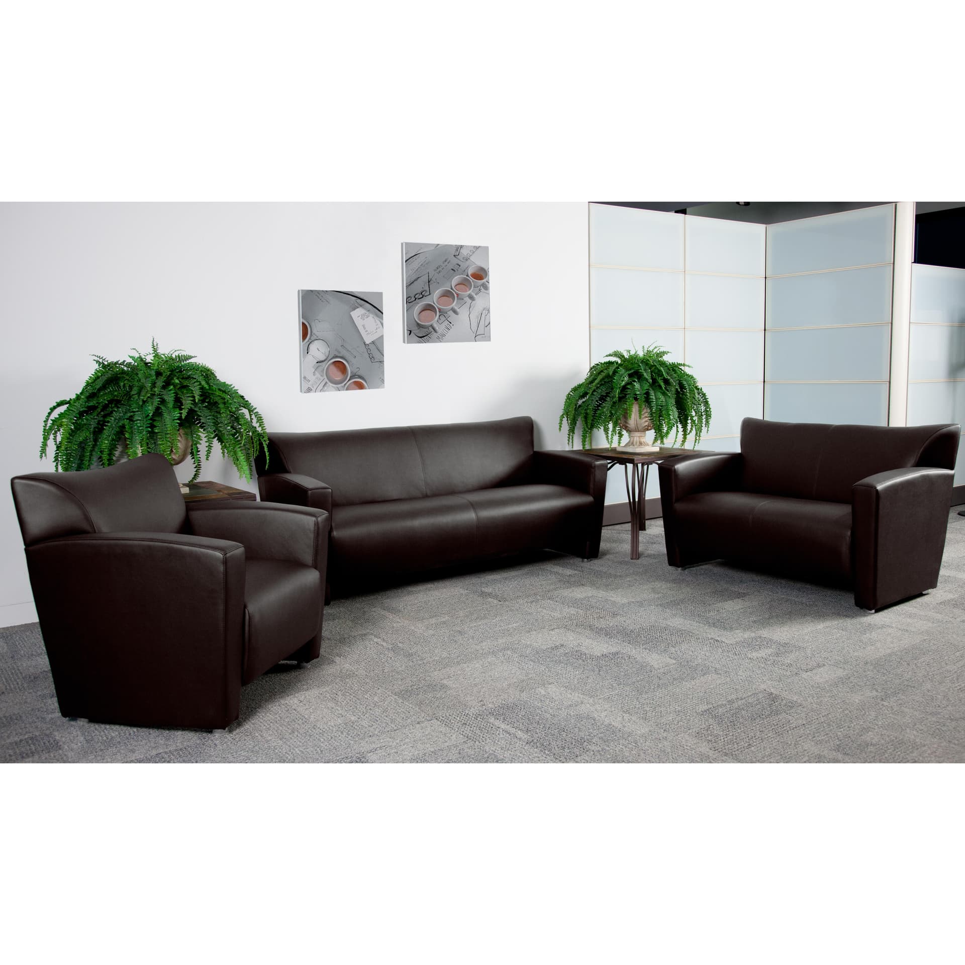 Brown LeatherSoft Chair with Extended Panel Arms