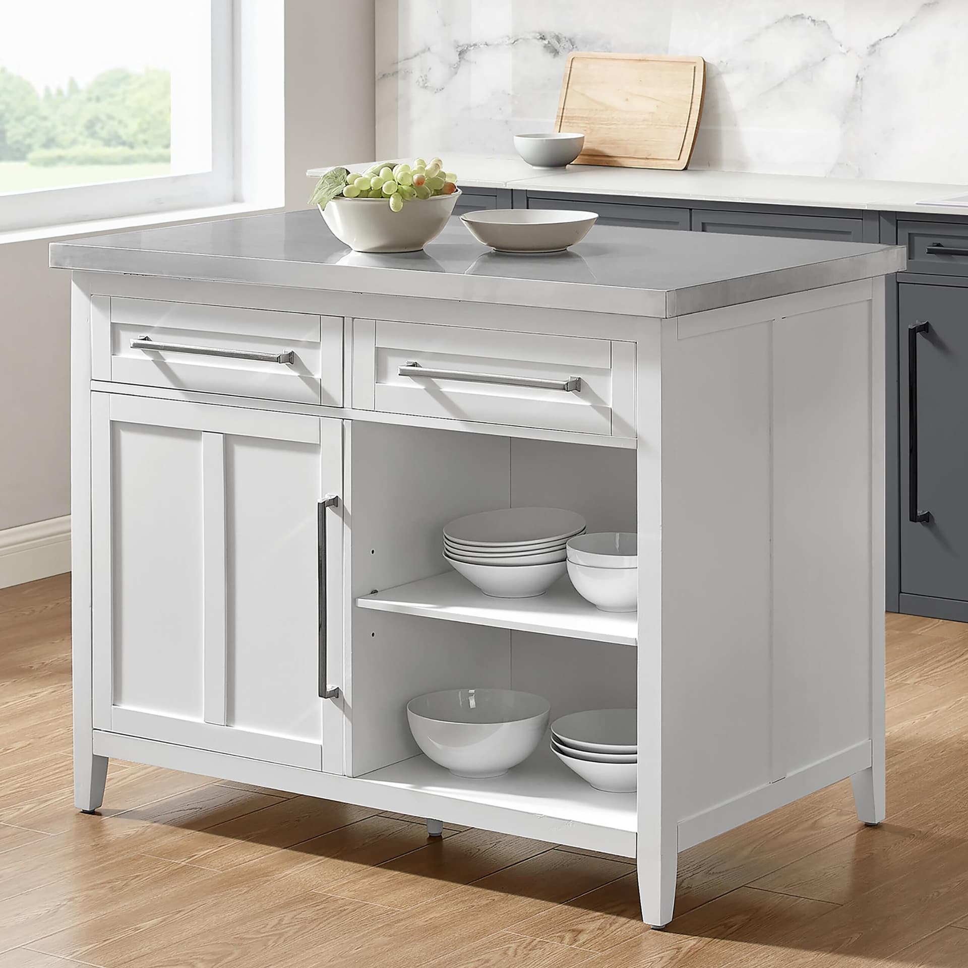 Silvia Stainless Steel Top Kitchen Island