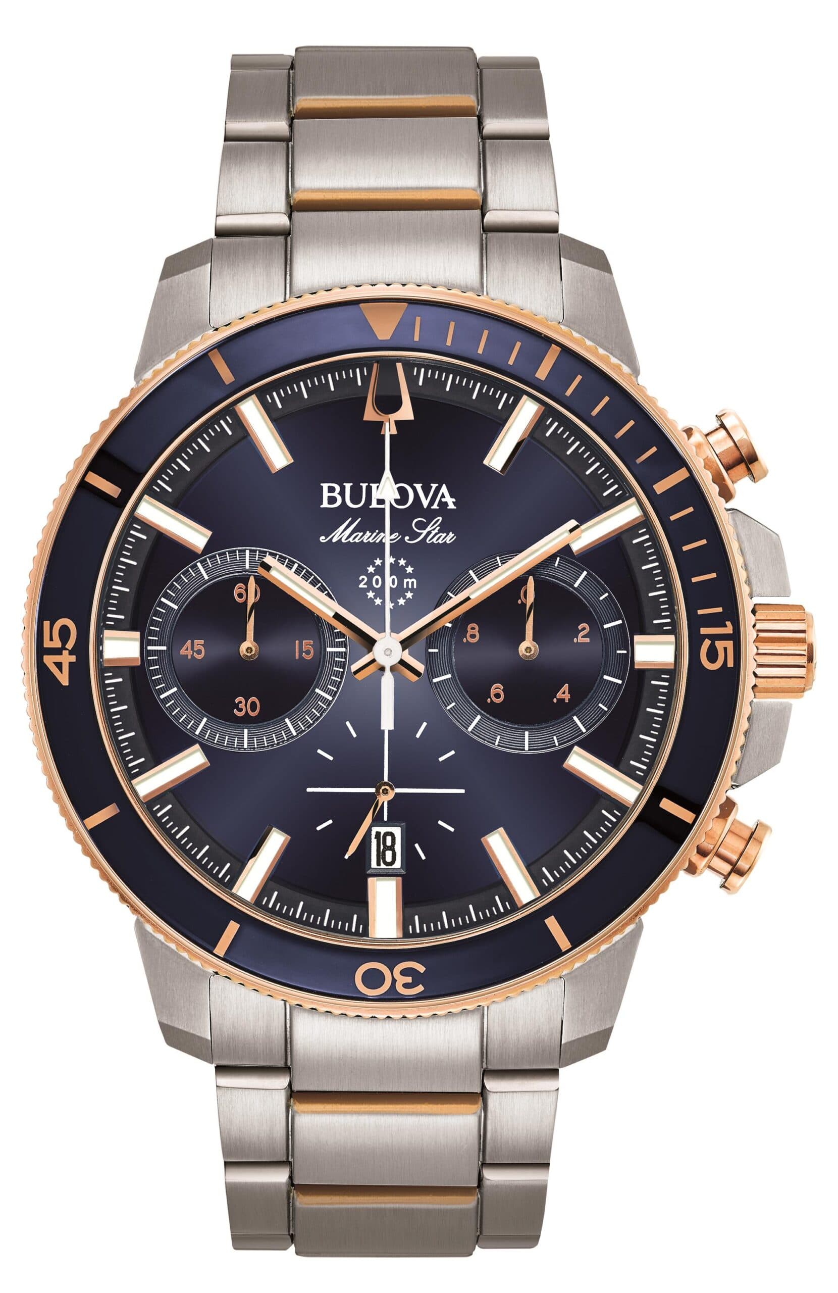 Mens Marine Star Chronograph Silver-Tone Watch Blue Dial