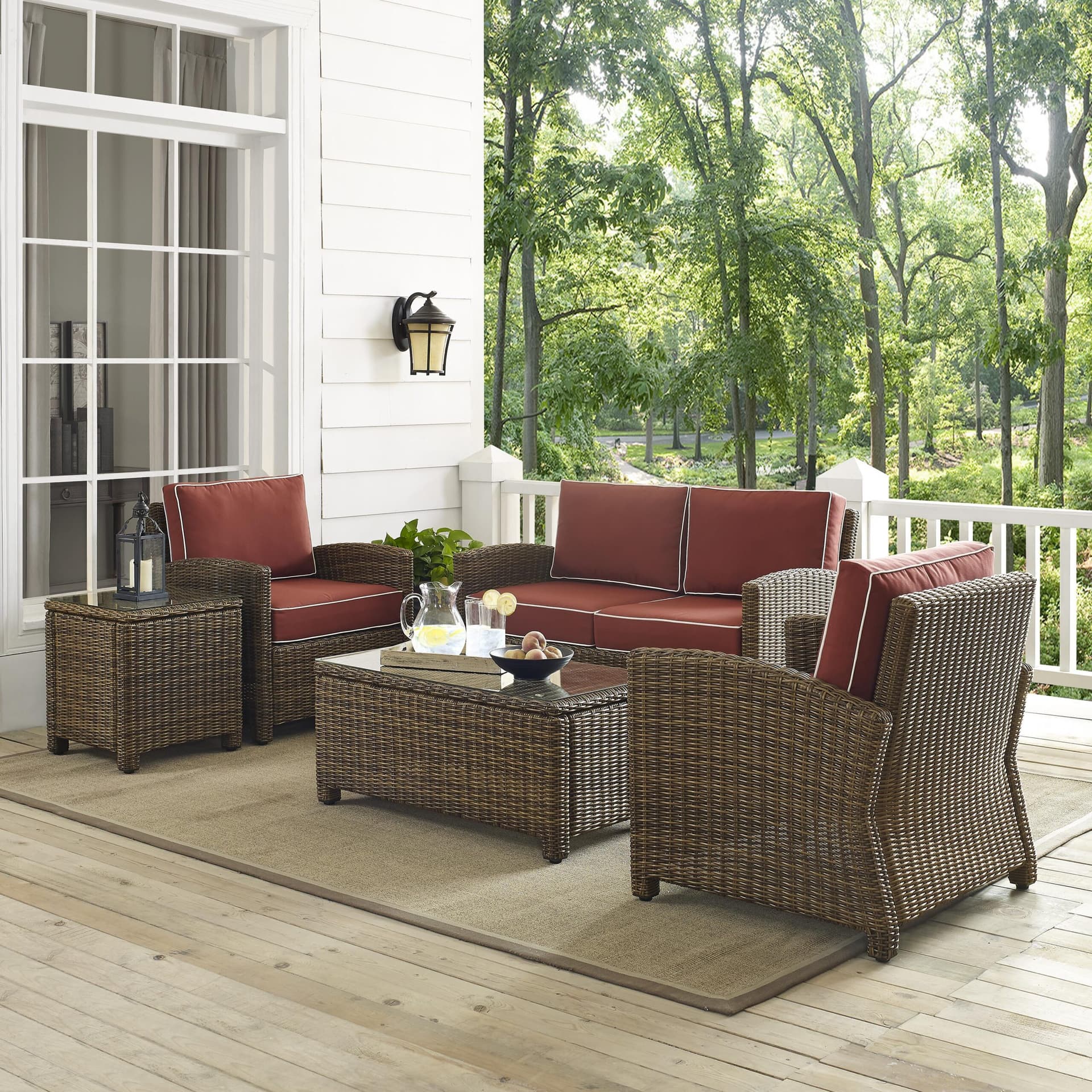 Bradenton 5Pc Wicker Outdoor Loveseat Patio Furniture Set