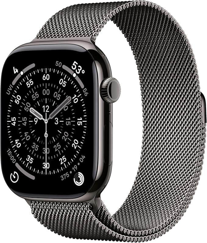Apple Watch Series 11 GPS + Cellular 46mm Slate Titanium Case with Slate Milanese Loop - S/M