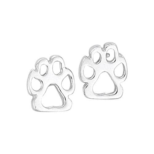 Sterling Silver Open Paw Print Post Earrings