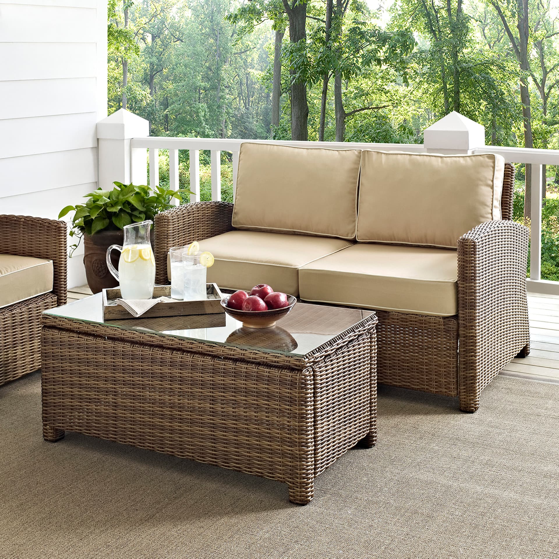 Bradenton 2Pc Wicker Outdoor Loveseat Patio Furniture Set