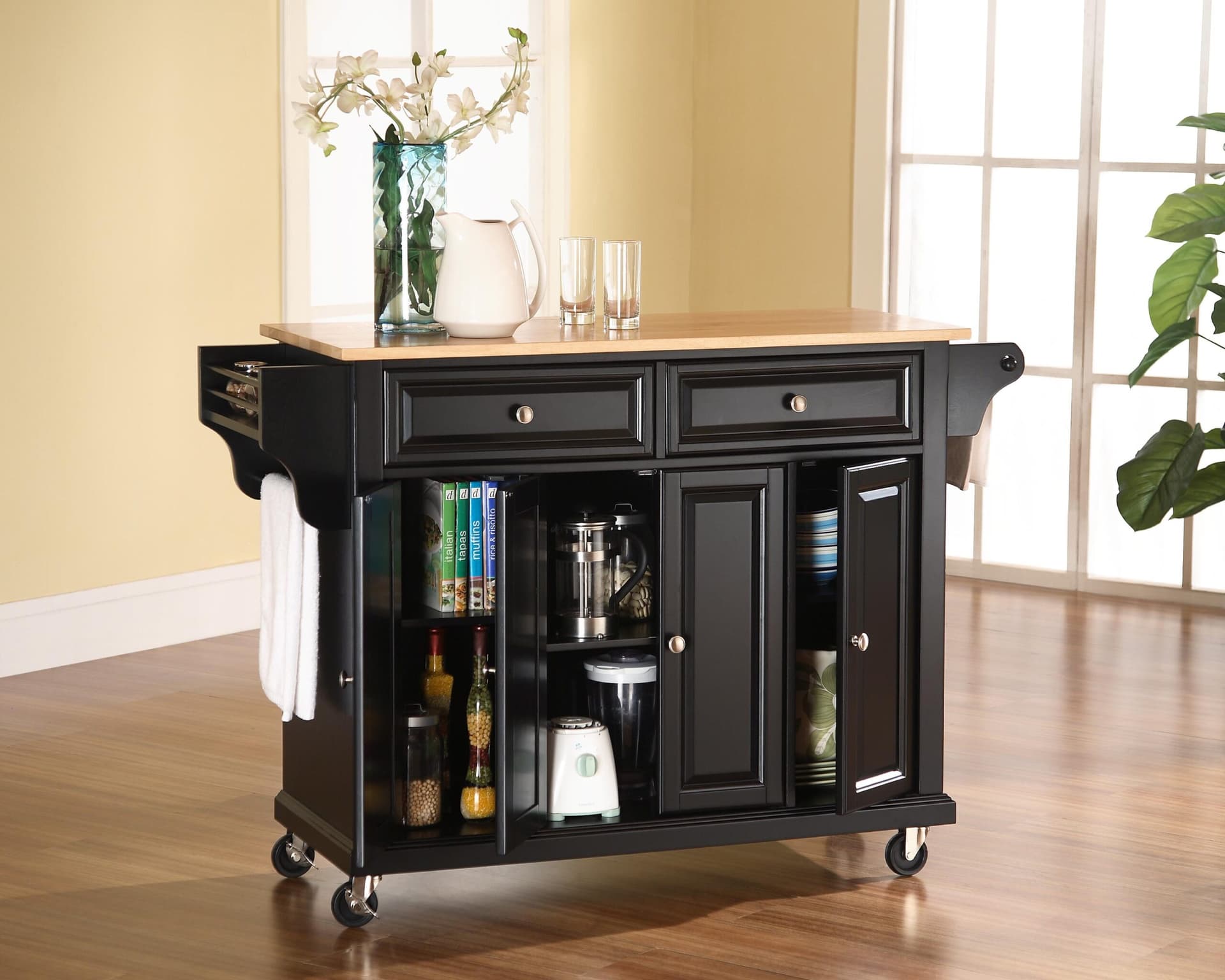 Full Size Wood Top Kitchen Cart