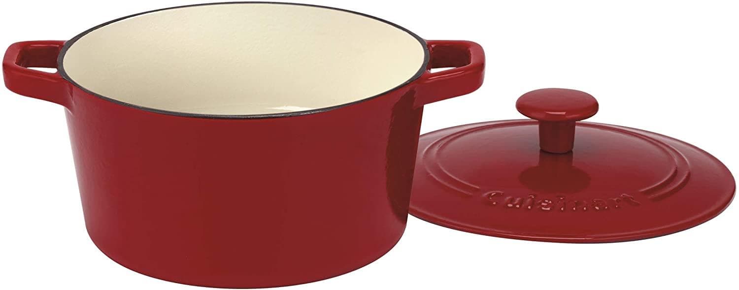 Enameled Cast Iron 3 Qt. Round Covered Casserole-Red