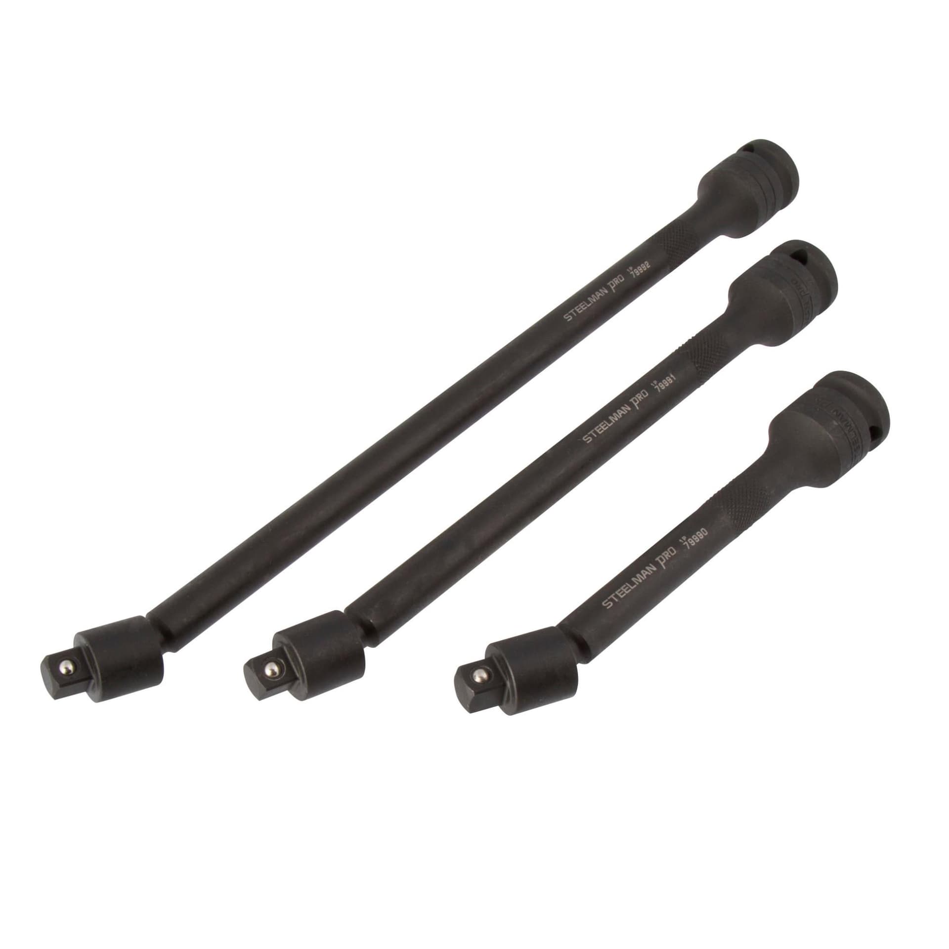 Steelman 1/2" Drive, 3/8" Pinless Swivel Impact Extension 3-Piece Set - 6", 9", 12"