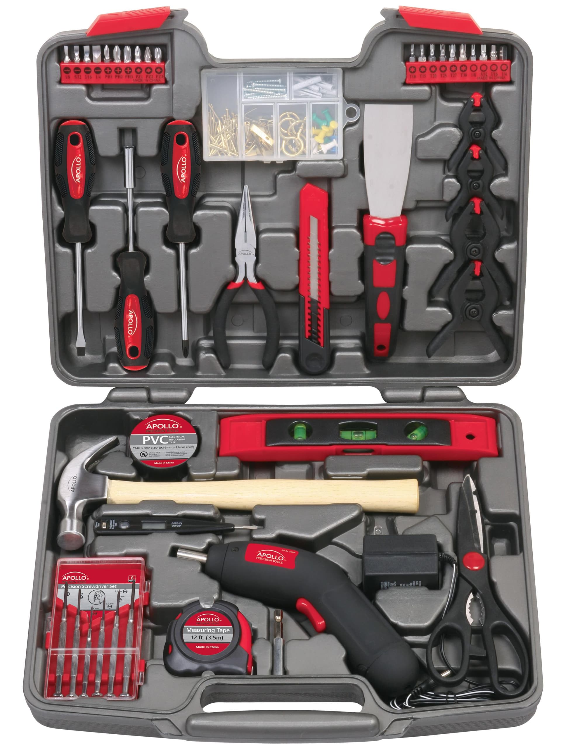 144 Piece Household Tool Kit with 4.8V Cordless Screwdriver