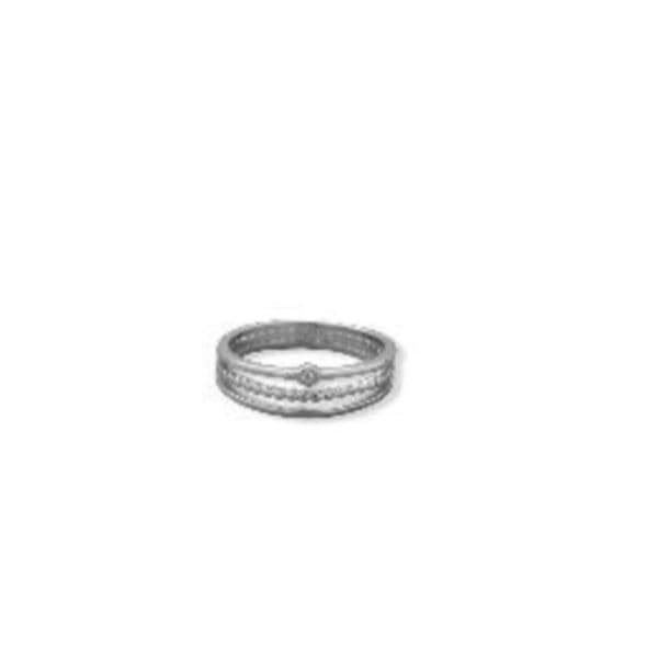 Sterling Silver & Cubic Zirconia Stack Ring: Size 5