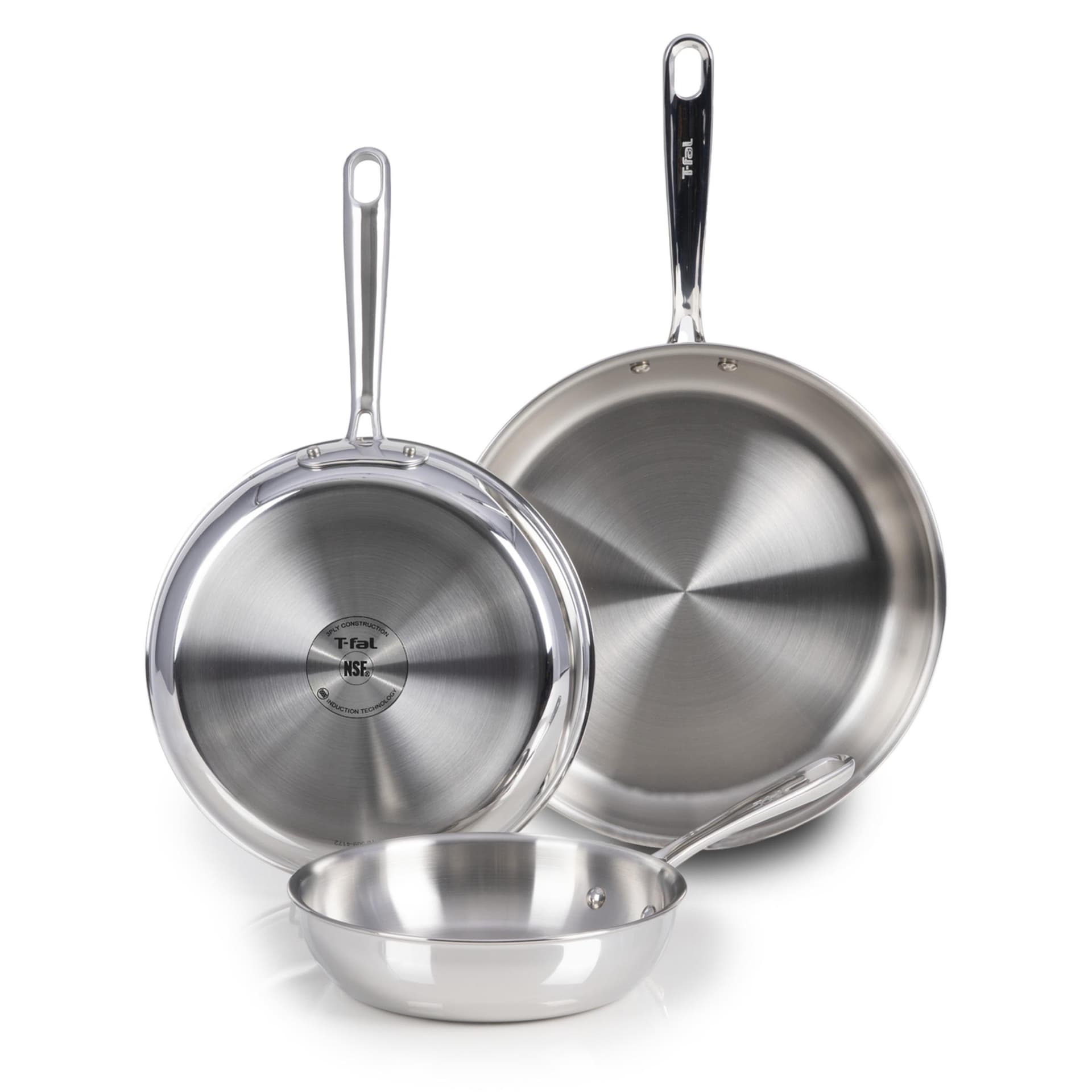 Pro Tri-Ply Stainless 3-Piece Fry Pan Set