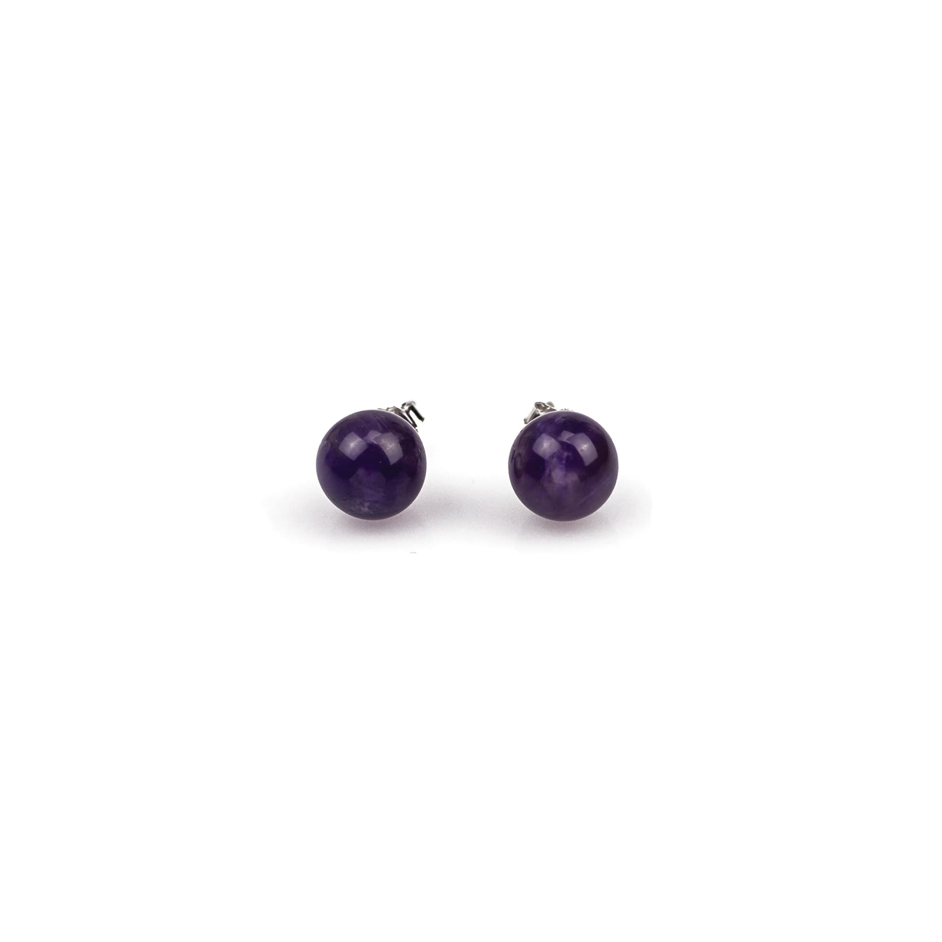 Amethyst Bead Stud Earrings