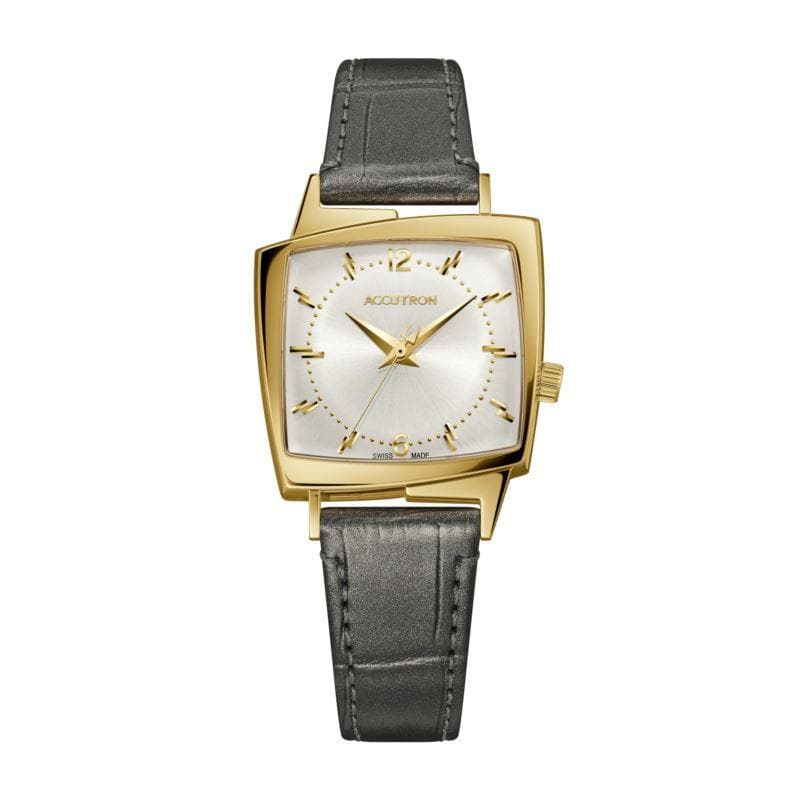 Legacy Leather Strap Watch Silver White Dial