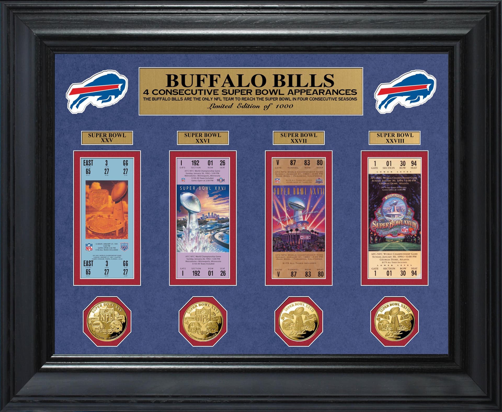Buffalo Bills 4X SB Appearances Deluxe Ticket Collection