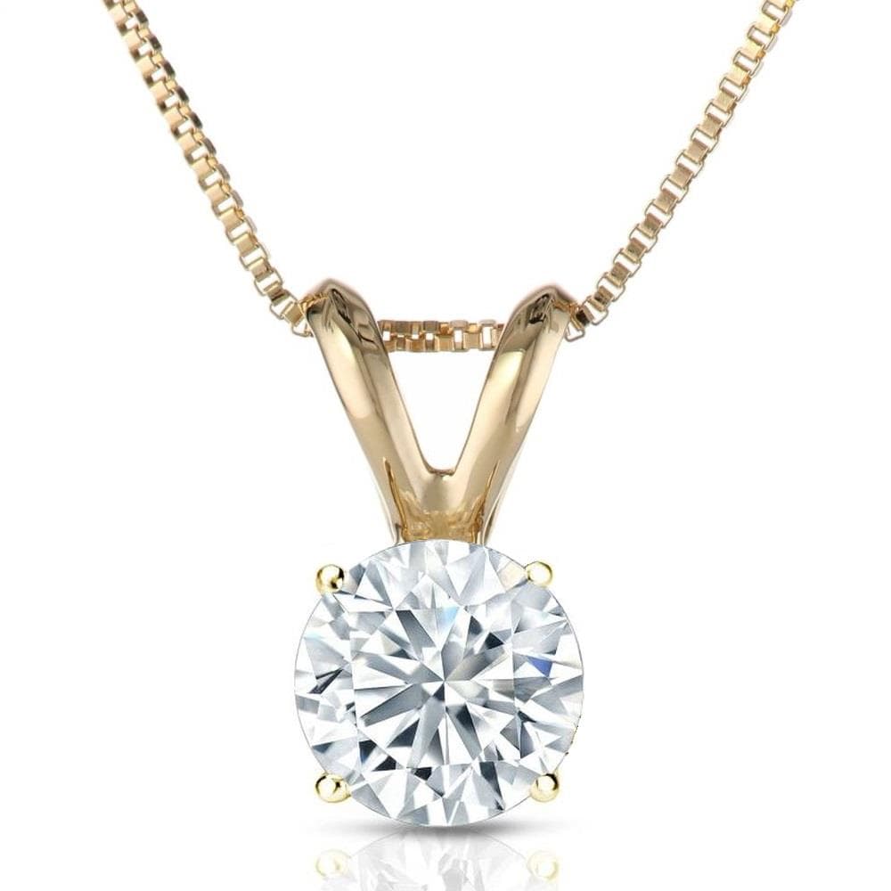 Certified PARIKHS Round Premium Diamond Pendant 14K Yellow Gold 0.18ct IJ Color, SI2 Clarity