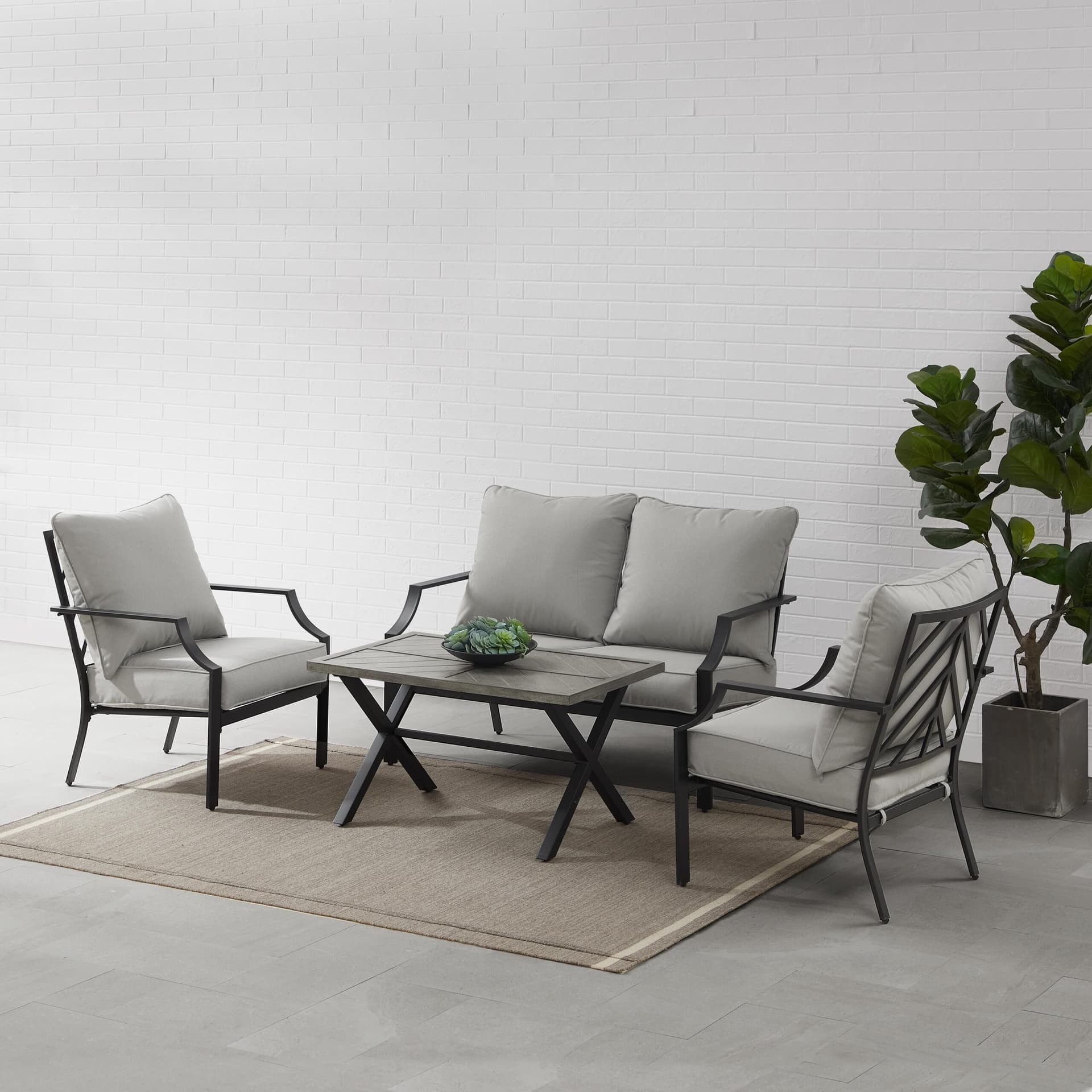 Otto 4Pc Outdoor Loveseat Patio Furniture Set