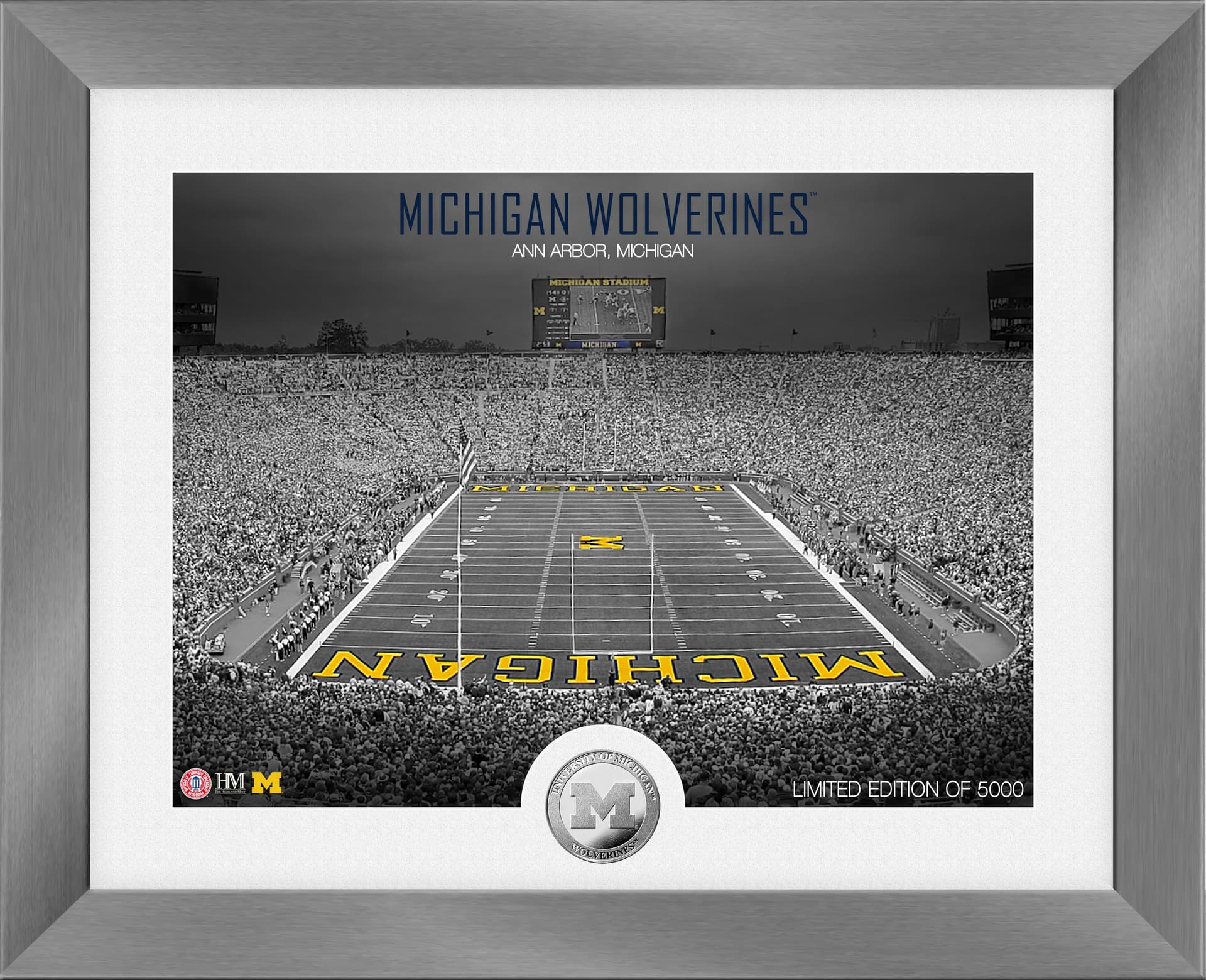 University of Michigan Wolverines Art Deco Stadium Silver Coin