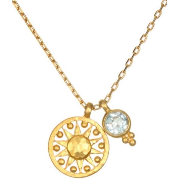 Satya Blue Topaz Gold Sun 18" Pendant Necklace