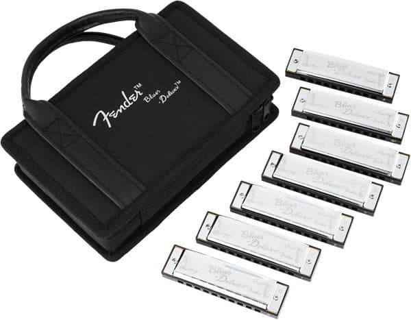 Fender Blues Deluxe Harmonicas 7-Pack with Case