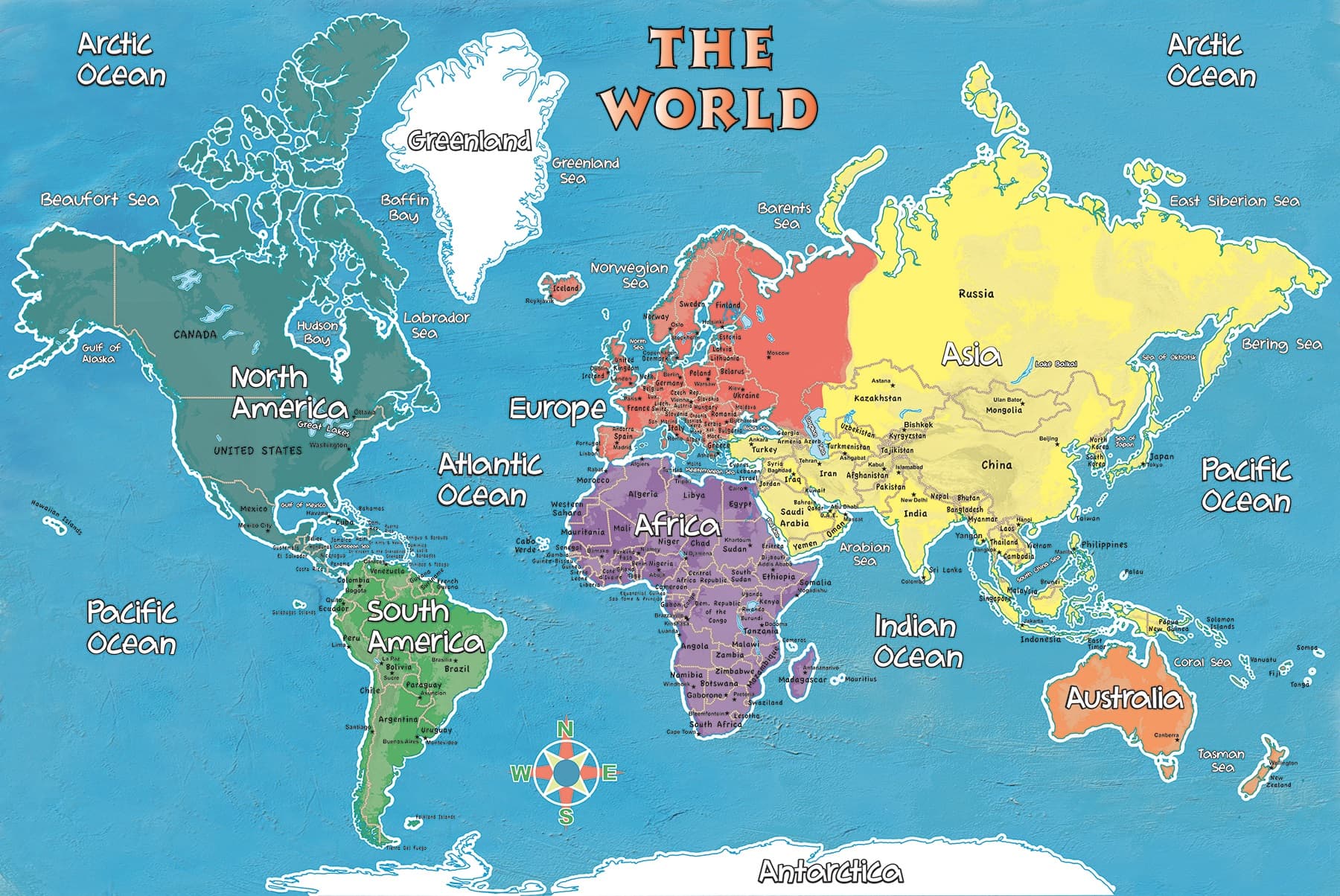 Young Explorer World Map - Large42"W x 30" H
