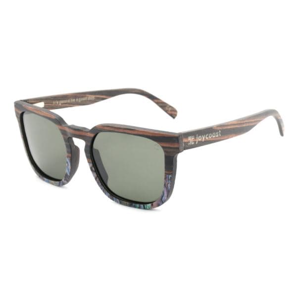 Lush Ebony White Seashell Wooden Sunglasses