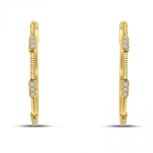 14K Yellow Gold .27 cwt. DIamond Flex Hoop Earrings