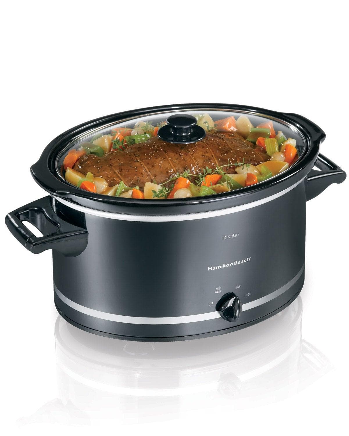8qt Slow Cooker Black/Silver