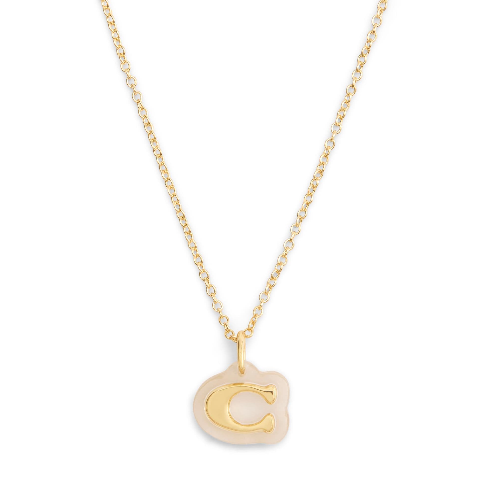 Signature C Lucite Pendant Necklace - Gold/Clear