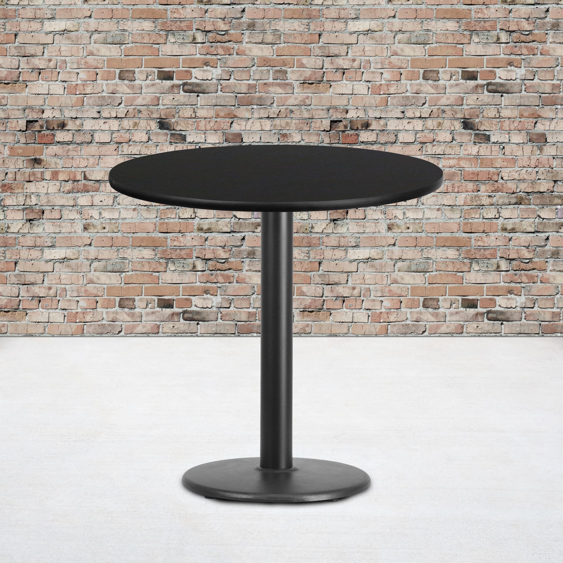 30" Round Black Laminate Table Top with 18" Round Table Height Base