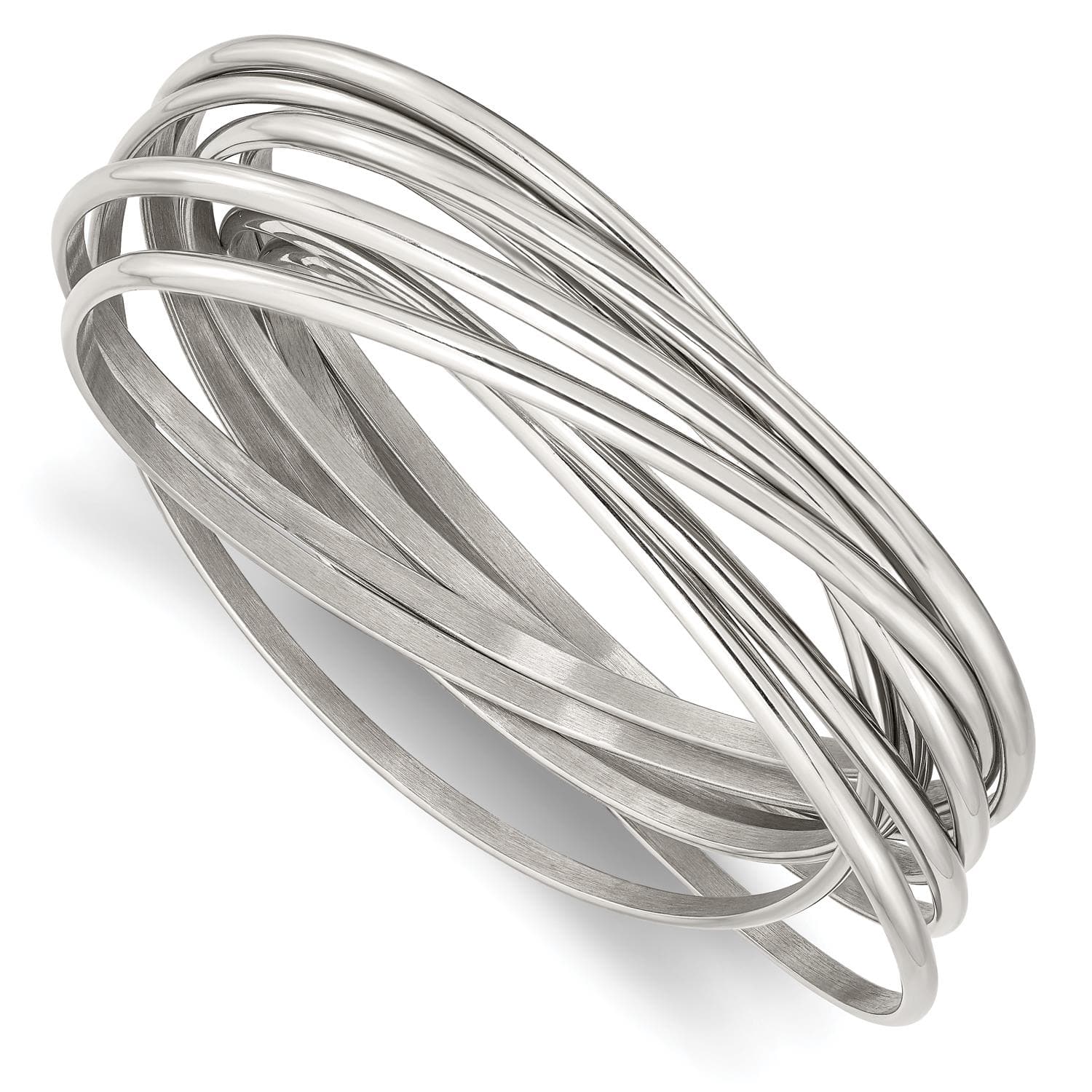 Stainless Steel Polished Intertwined 8" Bangle Bracelet