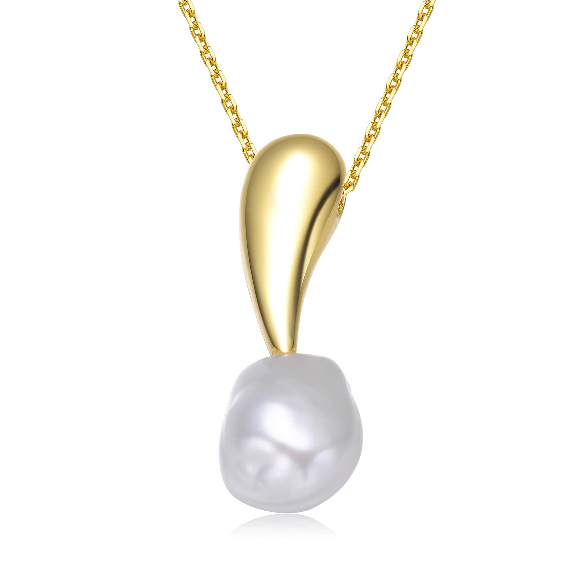 Gold Plated Pearl Drop Necklace Size 16"