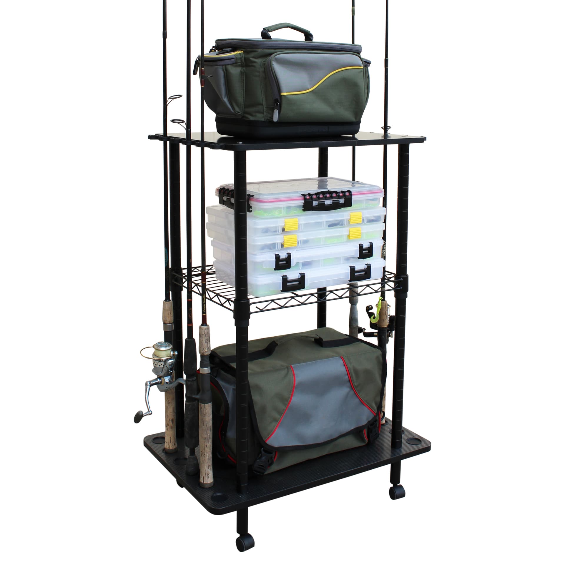 12-Fishing Rod Tackle Cart