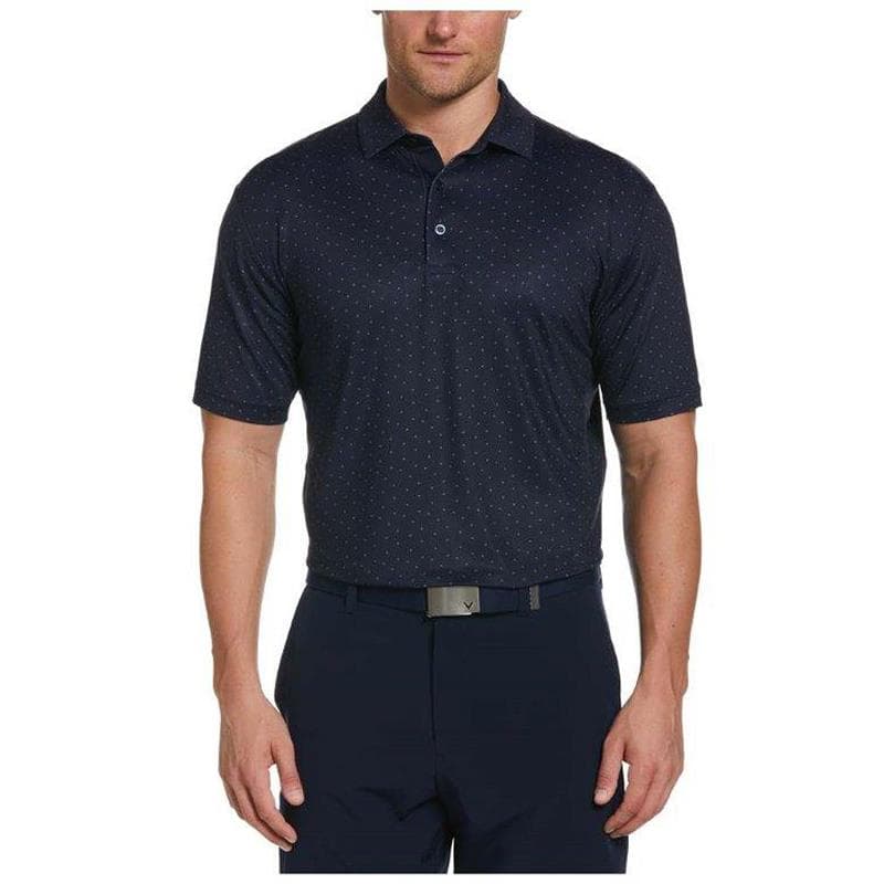 Mens Micro Chev Print Polo-Peacoat-2X